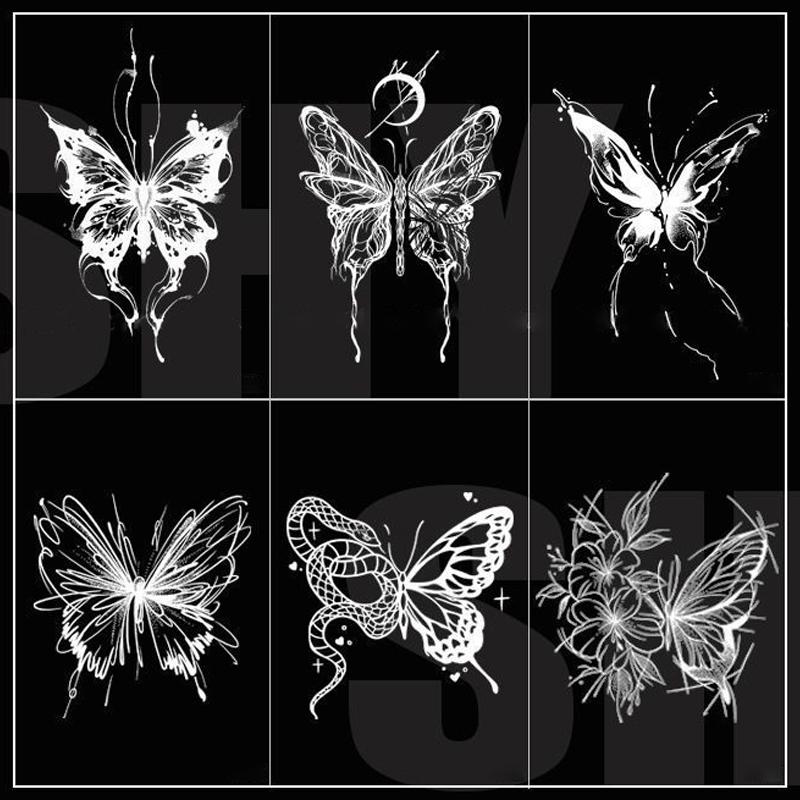 Butterfly Herbal Juice Tattoo Sticker Waterproof Female Scar Covering Real Geisha Trendy Cool Flower Arm Back Simulation Tattoo