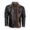 Winter Men's PU Leather Jacket Casual Thick Fur Thermal Leather Coats Men Fur Collar Motorcycle Leather Down Jackets 8XL