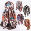 New Square Scarf Ladies Silk Scarf Ethnic Style Shawl Cashew Flower Pattern Silk Scarf Vintage Turban