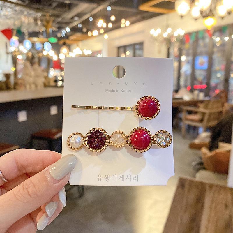 Корейская шпилька для волос со стразами и жемчугом для женщин: Элегантная боковая заколка для челки