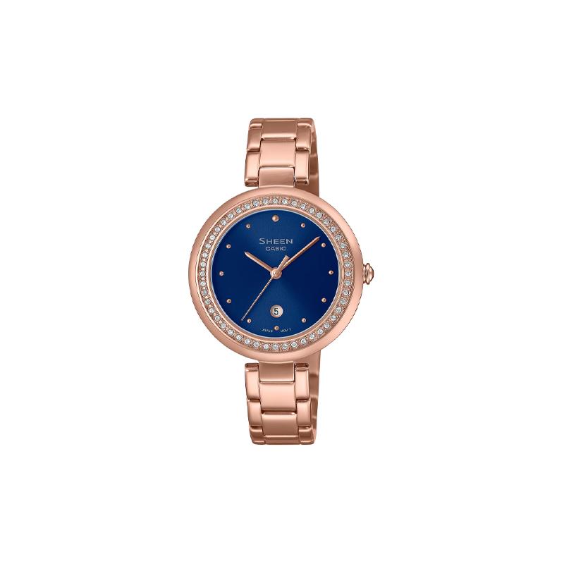 CASIO 50 meters waterproof Quartz Steel Strap women's watch pink dial SHE-4556PG-2A
