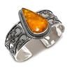 Natural Baltic Amber Gemstone 925 Sterling Silver Cuff Bangle Adjustable J8R69