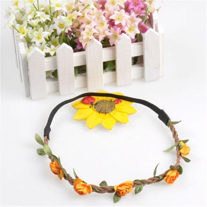 Женская свадебная повязка на голову с цветочным принтом, очаровательная цветочная тиара, вечерние гирлянды для невесты, венок принцессы, головной убор с короной для девочек, аксессуары для волос