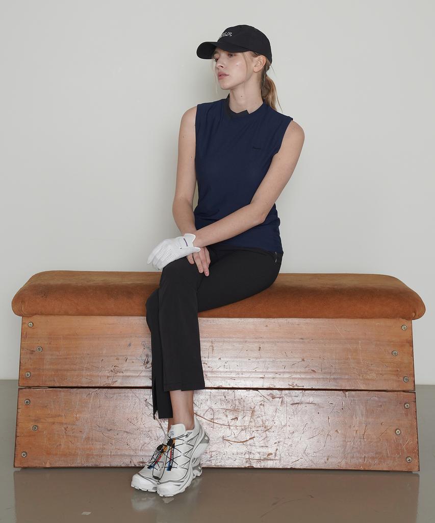 5HOURS Airy Mesh Mock Top _ Navy