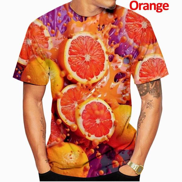 Summer Round Neck Funny Fruit Pattern 3D Print Top Fashionable Casual Short Sleeved Men's T-shirts