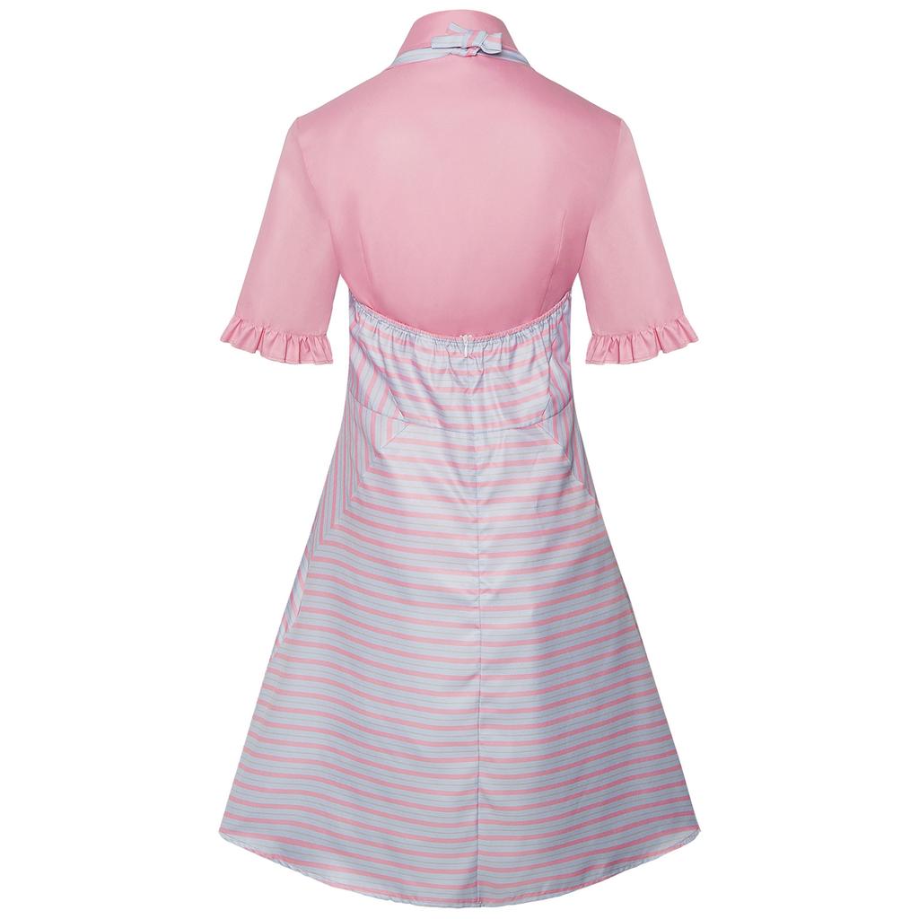 Cosplay Women's Striped Sleeveless Dress + Solid-Color Short-Sleeve Top