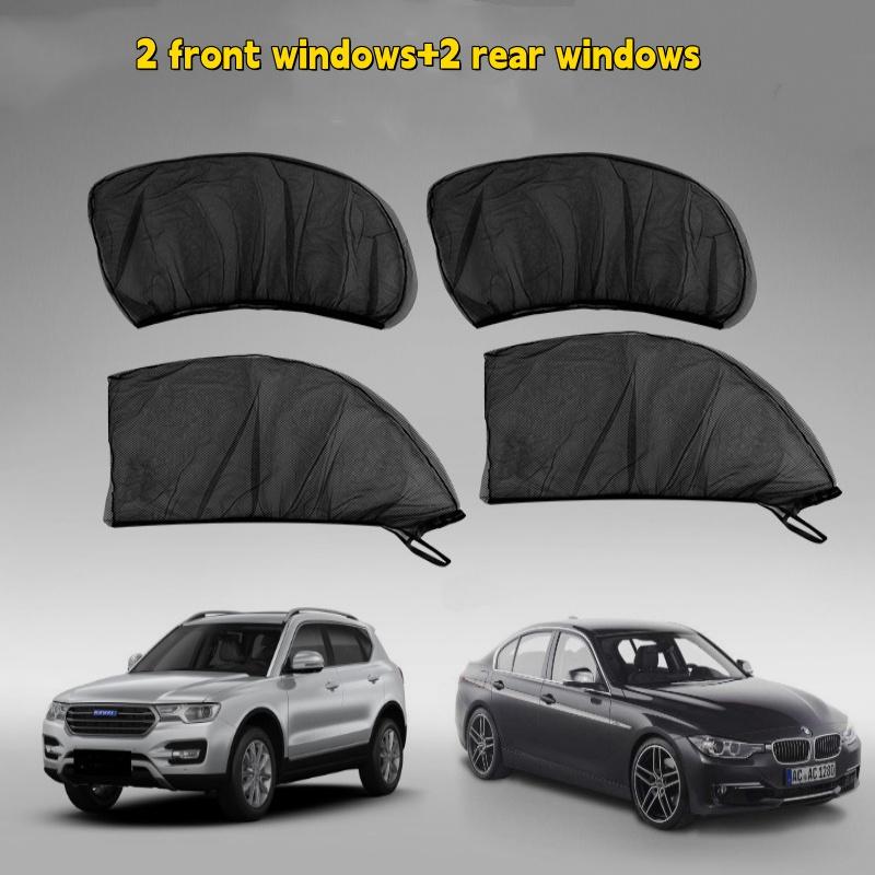 2/4pcs Car Window Shade Breathable UV Protective Universal Insulated Screen Window Sunscreen Anti-mosquito Car Window Sunshade