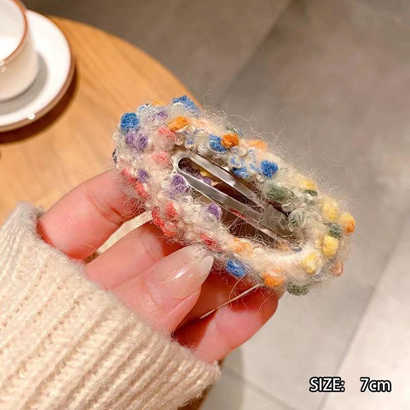 Корейская красочная плюшевая заколка для волос для женщин Ins Winter Temperamenta Duckbill Clips Hairpin Sweet Girl Hair Accessories