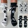 Women's Halloween Socks Cute No Magnetic Hand In Hand Socks  And White Middle Tube Cartoon Socks