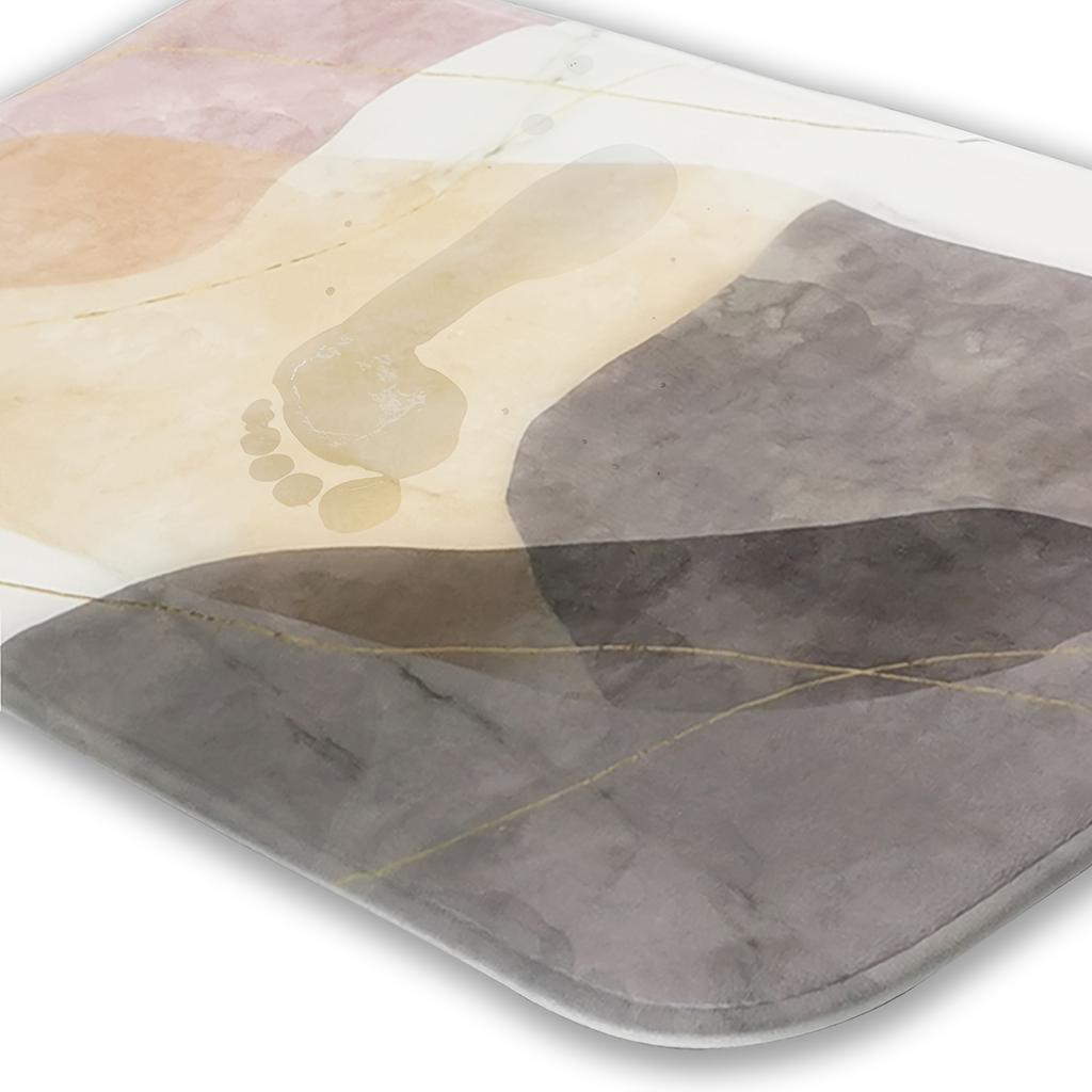 4pcs Shower Curtain Set With Shower Curtain And Rugs Abstract Block Non-Slip Bath Mat Toilet Lid Cover 12 Hooks Bathroom Decor