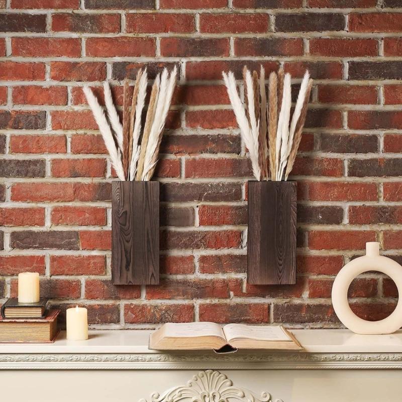 2 шт. Подвесные горшки из натурального дерева Универсальный деревянный настенный кашпо Декоративные настенные горшки для украшения гостиной, офиса