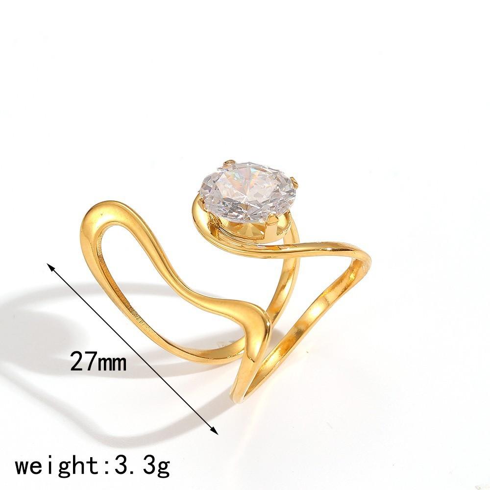 Minimalist Stainless Steel Zirconia Ring For Women With Irregular Shape And Elegant Look