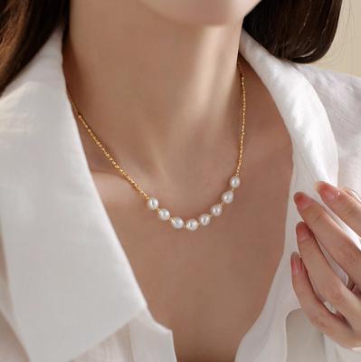 Горячая Распродажа Модный Натуральный Пресноводный Жемчуг 14K Позолота Женское Короткое Ожерелье-Цепочка Подарки на День Рождения Не Тускнеет