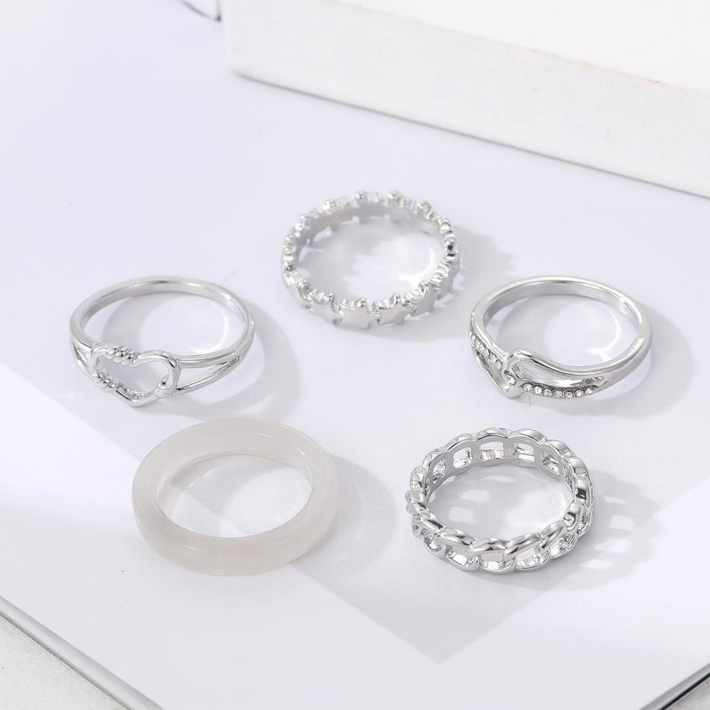 Кольцо с резной звездой, универсальное кольцо «Любовь», очаровательный модный милый женский комплект колец