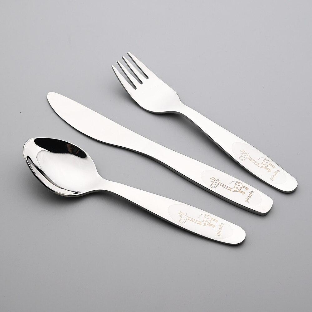 4 шт. столовые приборы, столовые приборы из нержавеющей стали 304, посуда, милый мультяшный милый рисунок жирафа, столовая посуда с резьбой, набор ложек и вилок