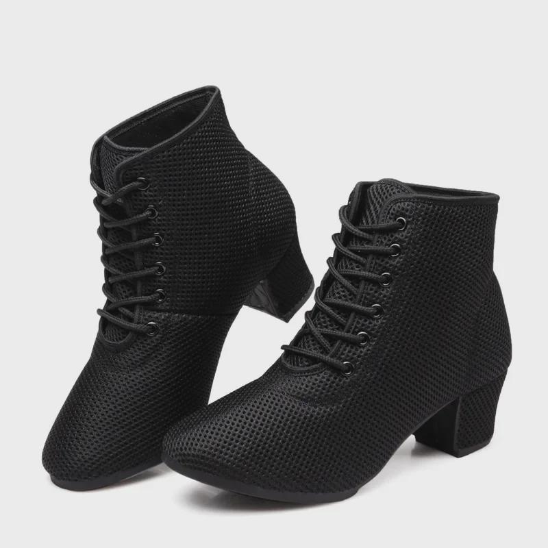 Туфли для танцев Wupa Black Breathable Mesh Jitterbug Sailor, каблук средний, летняя версия