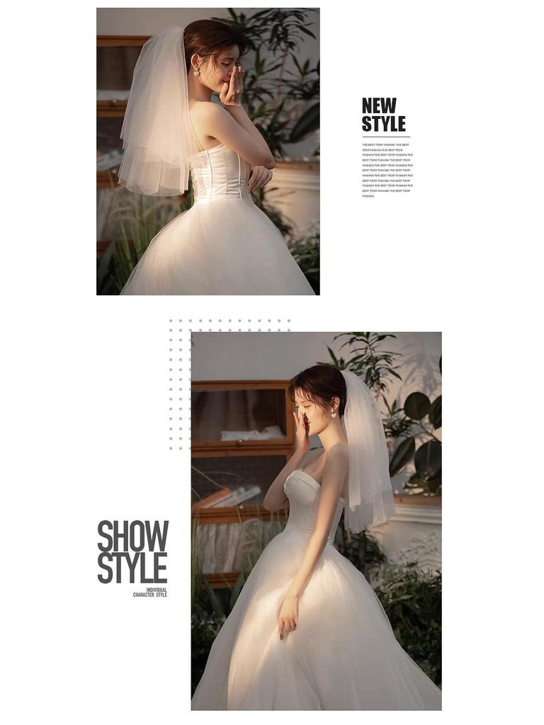 2025 Эфирная свадебная фата в корейском стиле - Простой и элегантный дизайн из тюля