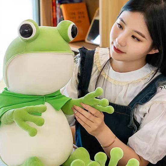 Длинноногая подушка с мультяшными лягушачьими глазами, милая большая мягкая зеленая лягушка, плюшевая подушка-компаньон, мягкая мягкая подушка для сна
