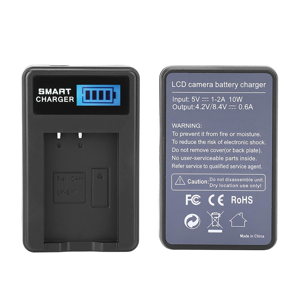 LP-E17 Battery Charger Single Slot USB Charging with LCD Screen for Canon EOS M3 M5 M6 760D