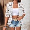 Women's Fashion Short Sleeve Pattern Hollow Lace Solid Color Cardigan