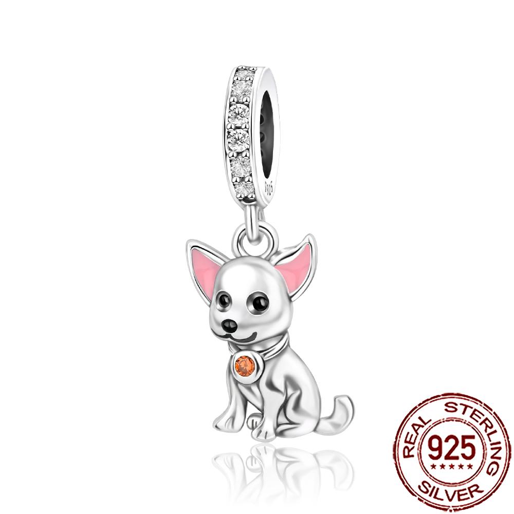 New Charms 925 Silver Cat Dog Flamingo Chameleon Axolotl Animal Beads Fit Bracelet Necklace Women DIY Jewelry