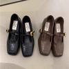Французские ретро черные туфли Мэри Джейн на толстом каблуке, женские туфли на высоком каблуке, ранние туфли с юбкой, британские маленькие кожаные туфли