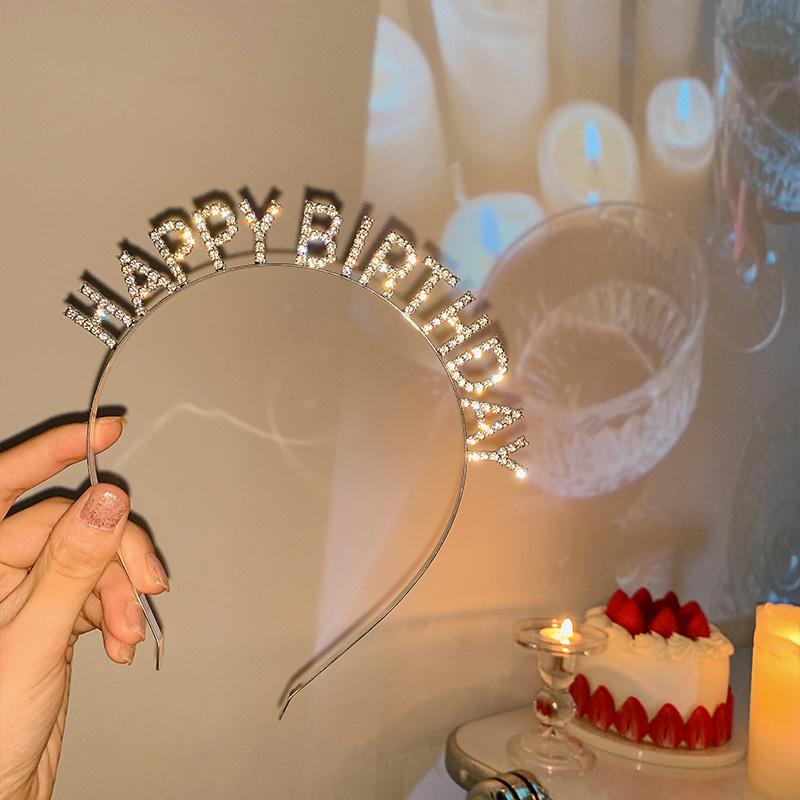 1pc Party Jewelry Popular Metal Shiny English Letters Hoop Props Accessories Hair Bands Headband