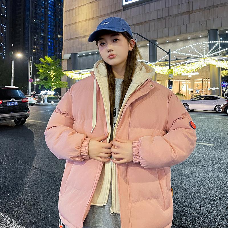 Winter Cotton Coat Popular Men's Thick Cotton Coat Women's Hooded Couple's Coat Simple Color Matching Warm