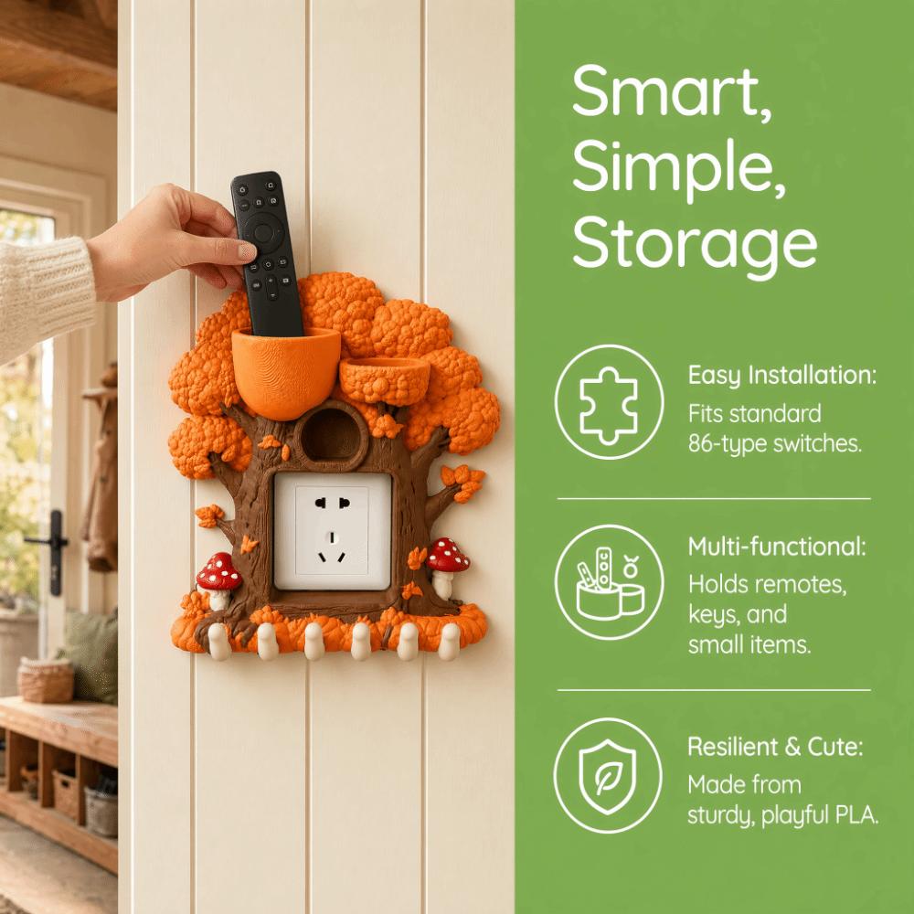 3D Printed Forest Tree Hole Switch Storage Rack Creative Remote control storage  Living Room Decor
