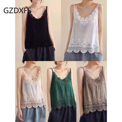DX2005-MS134 #-хлопковый художественный кружевной жилет на подтяжках, летний новый стиль, со свободным и простым нижним верхом