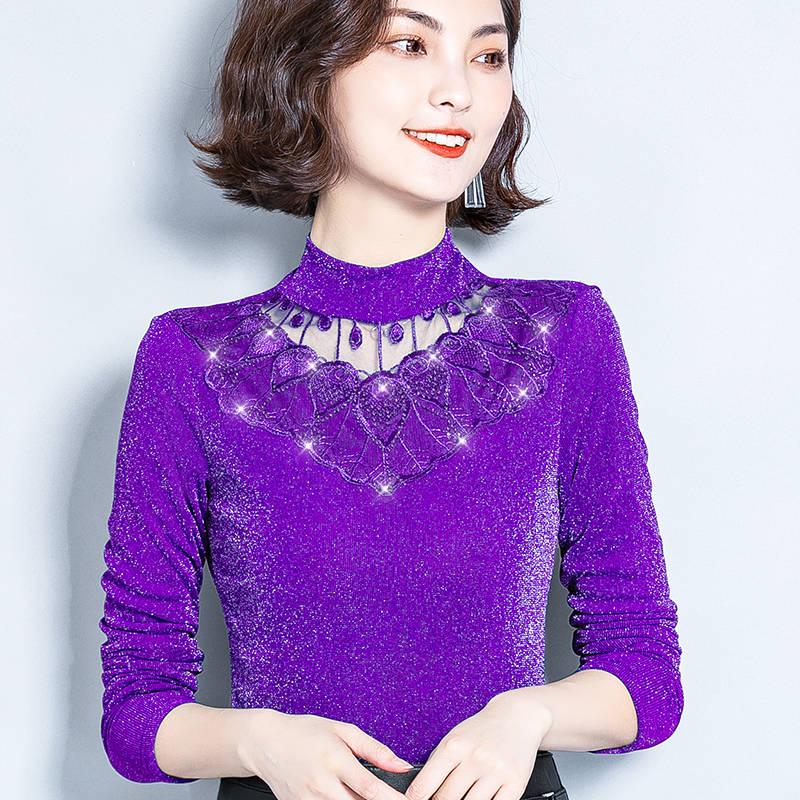 Женский пуловер с кружевным верхом