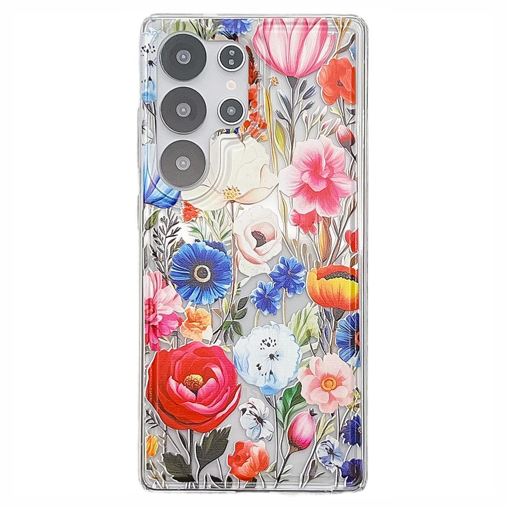 For Samsung Galaxy S25 Ultra Case Full Coverage Floral Pattern Printing Air Cushion Anti Drop TPU Phone Cover