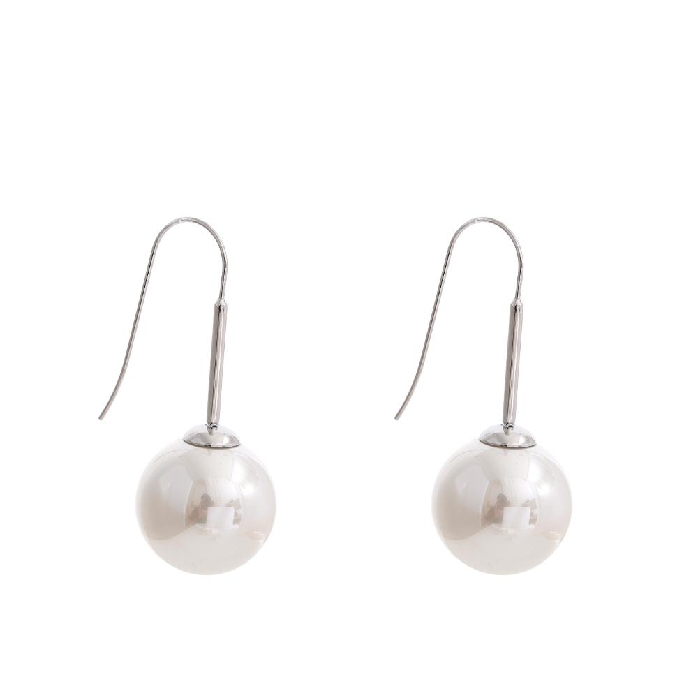 Yhpup Korean Style Imitation Pearls Round Drop Earrings Stainless Steel Elegant Chic Charming Jewelry for Women Gift Waterproof
