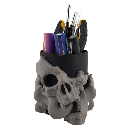 Подставка для ручек в виде черепа, держатель для кистей для макияжа, держатель для хранения в ванной, органайзер для стола в виде скелета для ключей, косметических инструментов, украшения на Хэллоуин