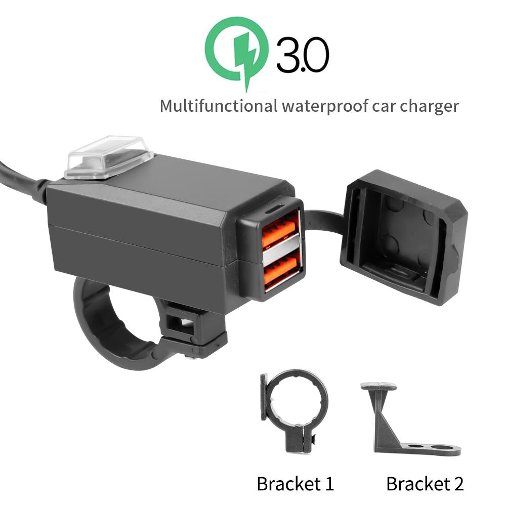Мотоциклетное USB-зарядное устройство QC3.0 для руля, быстрая зарядка, водонепроницаемый адаптер на 12 В с переключателем ВКЛ/ВЫКЛ для навигации по телефону