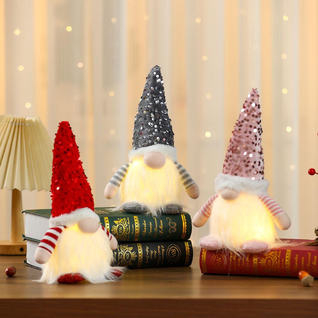 Valentine's Day Large Sequin Glow with Lights Figure Christmas Glow Faceless Doll Adornment