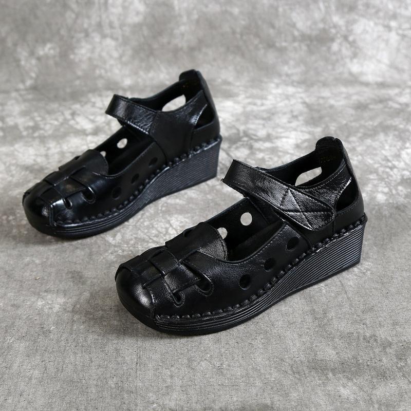 Винтажные туфли из натуральной кожи, женские балетки с цветочным принтом, черные женские ретро-лоферы, туфли на плоской подошве для пожилых людей, мягкие широкие мокасины