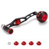 HEIGHTEN Improved 70/45mm Reel Handle for Shimano, Daiwa, and Abu Baitcasting Reels, V2.0 (Black/Red Knob & Black Handle) (0130)