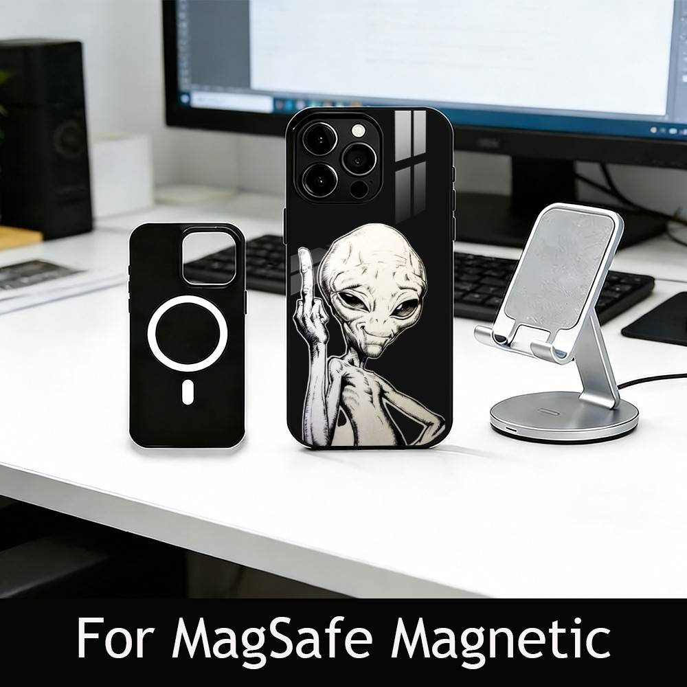 F-Смешной A-Инопланетный Чехол Для Телефона Для iPhone17,16,15,14,13,12,11 Plus,Pro Магнитный Для Magsafe Беспроводной Зарядки