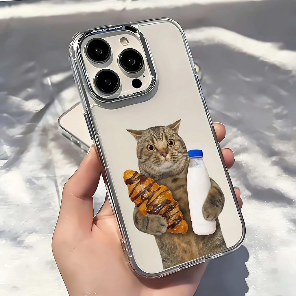 Роскошный Забавный Чехол для Телефона с Кошкой Для IPhone 17 17E 16E 16 Для IPhone 15 14 13 12 11 Pro Max 17 Air Plus Прозрачный Мягкий Чехол Fundas