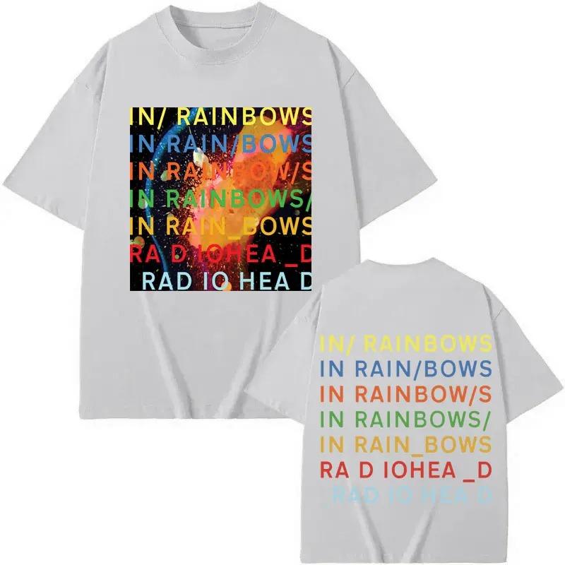 Футболка с мерчем группы Radiohead из альбома In Rainbows Мужская Женская Одежда Мода Y2k Футболки Летние Повседневные Свободные Хлопковые Футболки