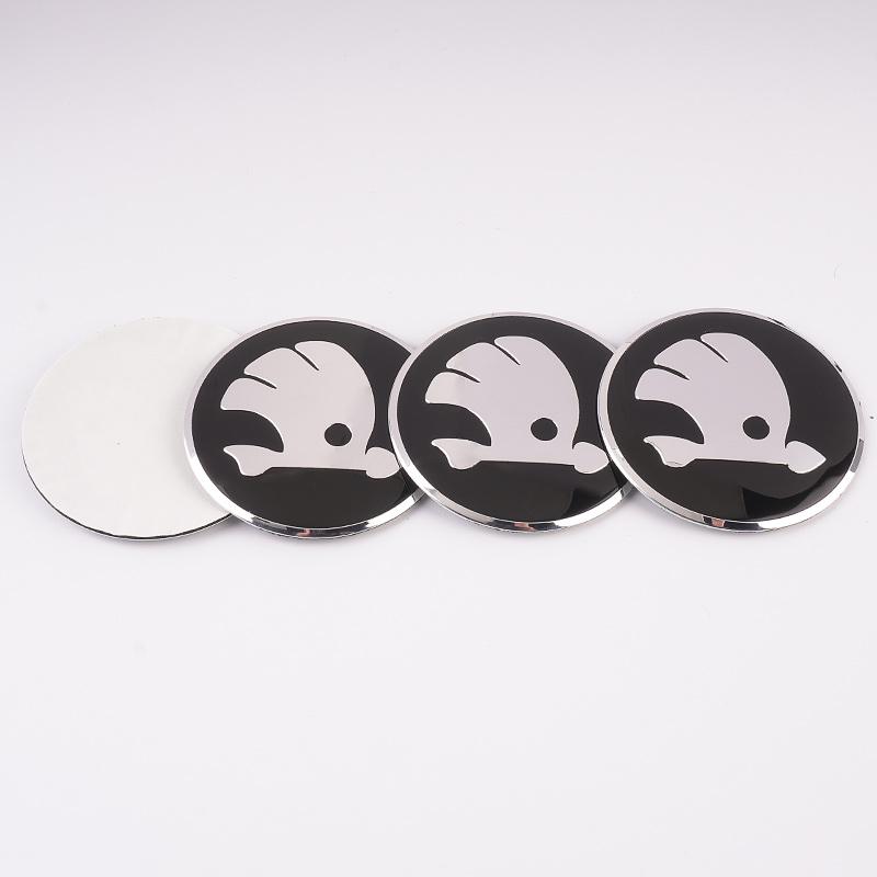 56mm 4pcs Car Wheel Center Hub Cap Badge Sticker For Skoda Octavia Fabia Kamiq Kapoq Kodiaq Rapid Superb SCALA Auto Accessories
