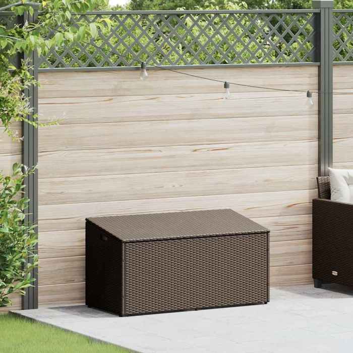 VidaXL Garden Storage Box Brown 110x50x58 Cm Woven Resin, Garden Storage Chest, Storage Box of 4104070