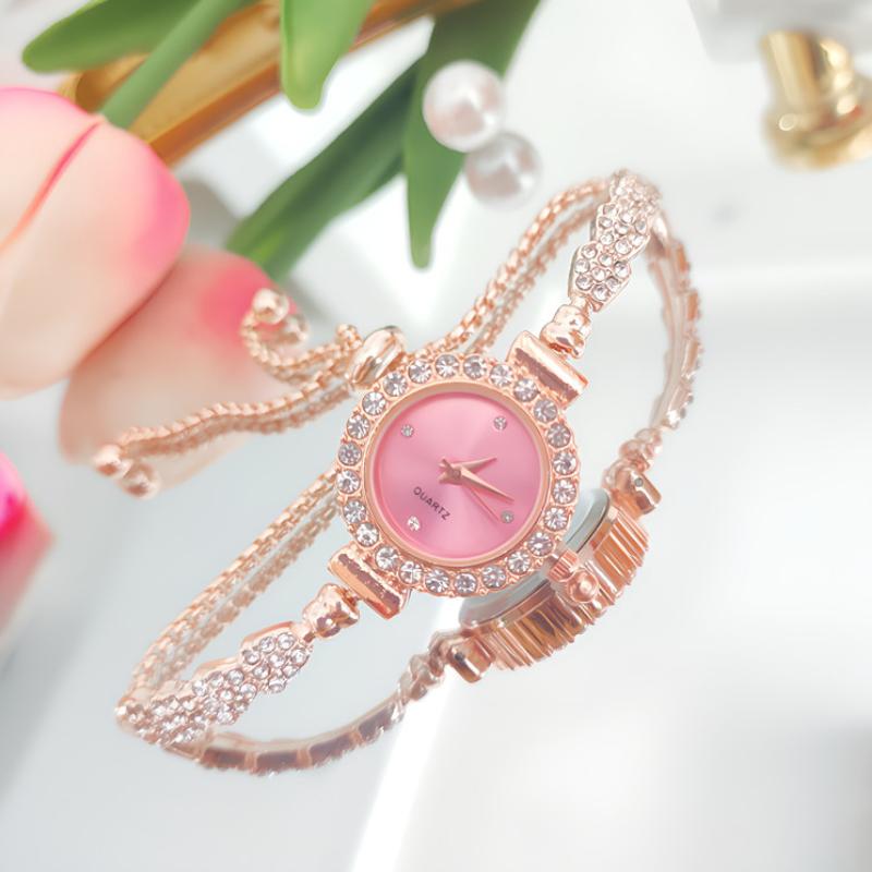 Pink Simple Casual Clock Fashion Women Watch Small Round Dial Slim Alloy Strap Quartz Wristwatches for Women Relojes Para Mujer