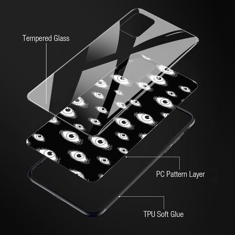 Стеклянный чехол со страшным лицом и глазами, смайликом для Samsung Galaxy A52 A71 A50 A51 A70 A21s A31 A72 A10 A12 A30 A22 5G, чехол для телефона