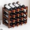Bamboo Wine Rack Holder Bar Cabinets Stackable Storage Cube Tabletop for Champagne