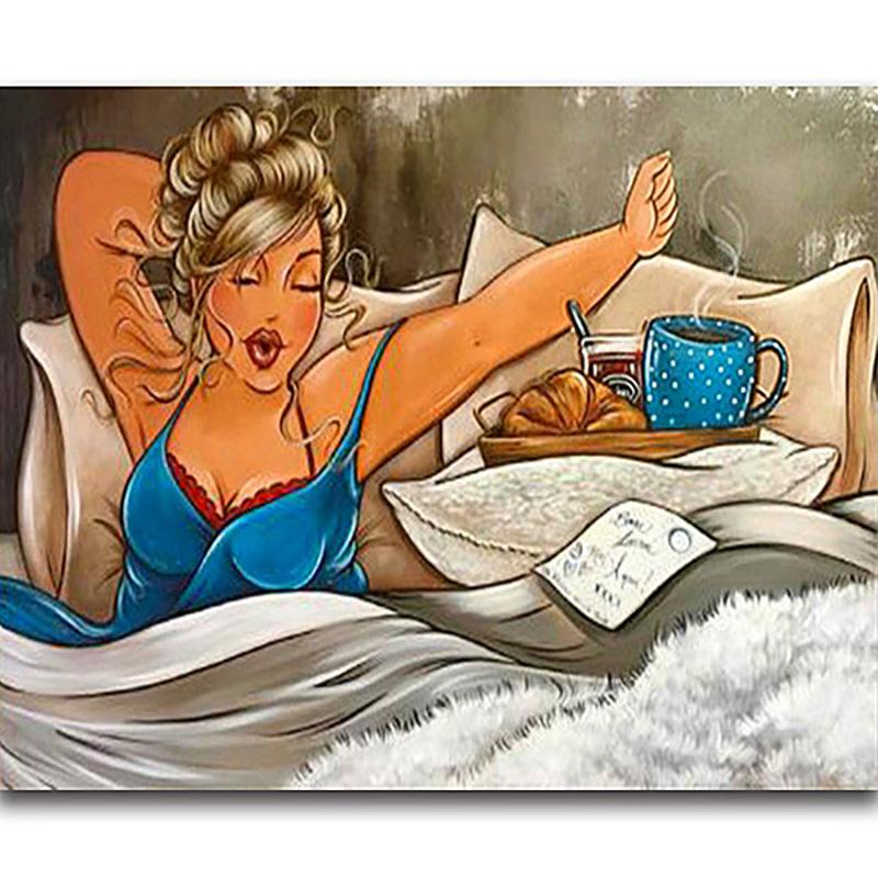 Полный круглый бриллиант 5D DIY сексуальная женская алмазная живопись мультфильм толстая леди Алмазная вышивка крестиком мозаика домашний декор