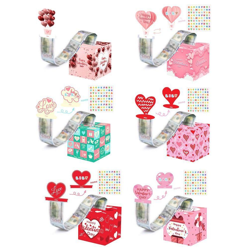 Сюрприз на День святого Валентина Коробка для денег Бумажная коробка для денег-сюрприз Забавные подарочные коробки для денег Свадьба