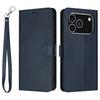 For iPhone 17 Pro Case Flip Stand Calf Texture PU Leather Wallet Phone Cover with Strap