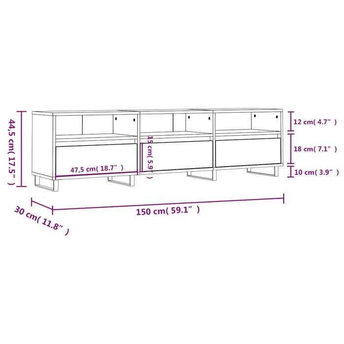 VidaXL TV Cabinet Concrete Grey 150x30x44.5 Cm Engineered Wood 831304